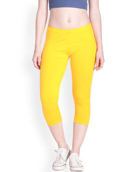 Lyra - Women Solid Coloured Yellow Leggings