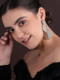 Shaze - Gold Rhodium-Plated Cubic Zirconia Dual Effect Drop Earrings for Women