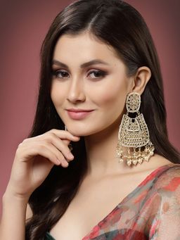 PANASH - Gold Plated Kundan Handcrafted Drop Earrings
