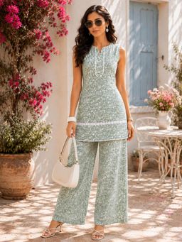 Lative Colours Of Fashion - Green Eden Printed Co-ord Set