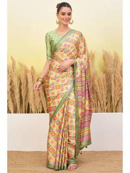 Mysilklove - Multicolor Modal Satin Printed Silk Saree