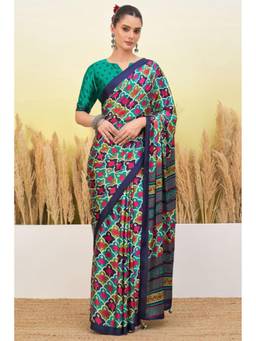 Mysilklove - Multicolor Modal Satin Printed Silk Saree
