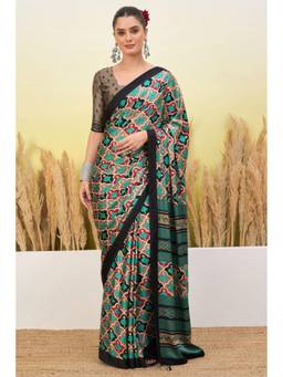 Mysilklove - Wild Multicolor Modal Satin Printed Silk Saree