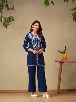 Bani Women - Blue Women's Ethnic Motif Embroidered Co-Ord Set