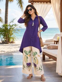 BERRYLICIOUS - Women Purple Cotton Printed Co-Ord Set