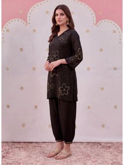 Lakshita - Meher Black Embroidered A-Line Kurta with Salwar