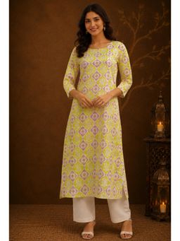 SILCHIC - Women's Yellow Straight Kurta with Pant