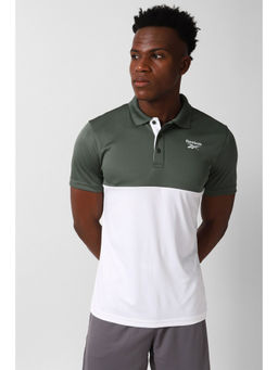 Reebok - Mens Prime Polo T-Shirt Green & White