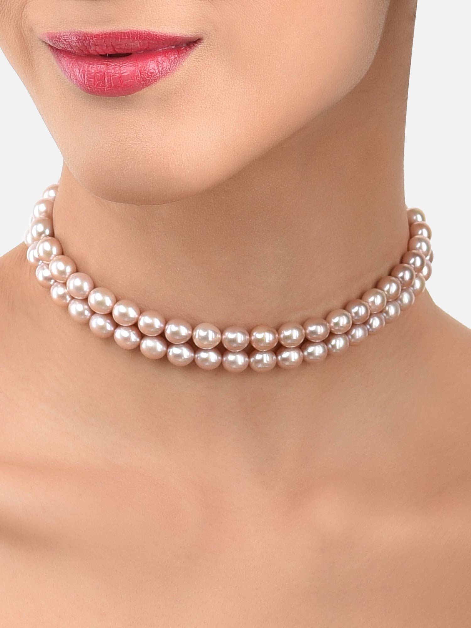 Buy Zaveri Pearls Peach Freshwater Rice Pearl AAA+ Quality 2