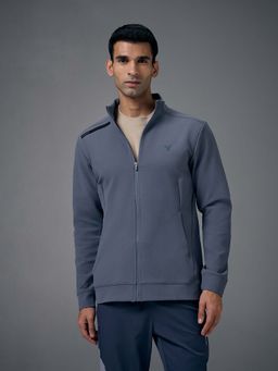 Technosport - Men Blue Solid Slim Fit Plus Jacket
