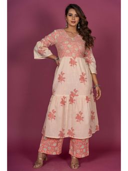 NAVYAS FASHION - Butter Pink Block Printed Kurta (Set of 2)