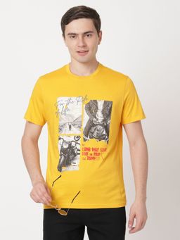 Wrangler - Men Graphic Print Yellow T-Shirt (Regular)