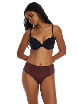 ButtChique - Side-Stretch Lace Hip Hugger Panty Brief Chocolate