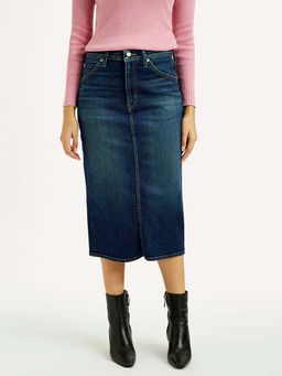 Levi's - Women Blue High Rise Regular Fit Denim Skirt