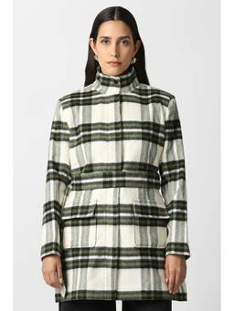 Van Heusen - Women White Check Coat with Belt