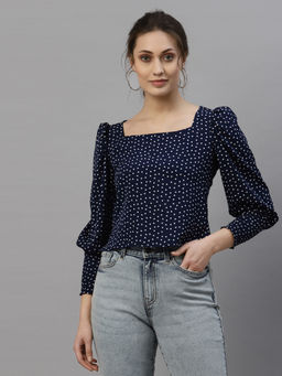 Style Quotient - Women Navy Blue Printed Tops