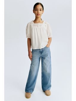 H&M - Girls Blue Wide Leg Jeans