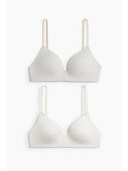 H&M - Women 2-Pack Padded Non-Wired Cotton Bras