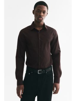 H&M - Men Brown Slim Fit Easy-Iron Shirt
