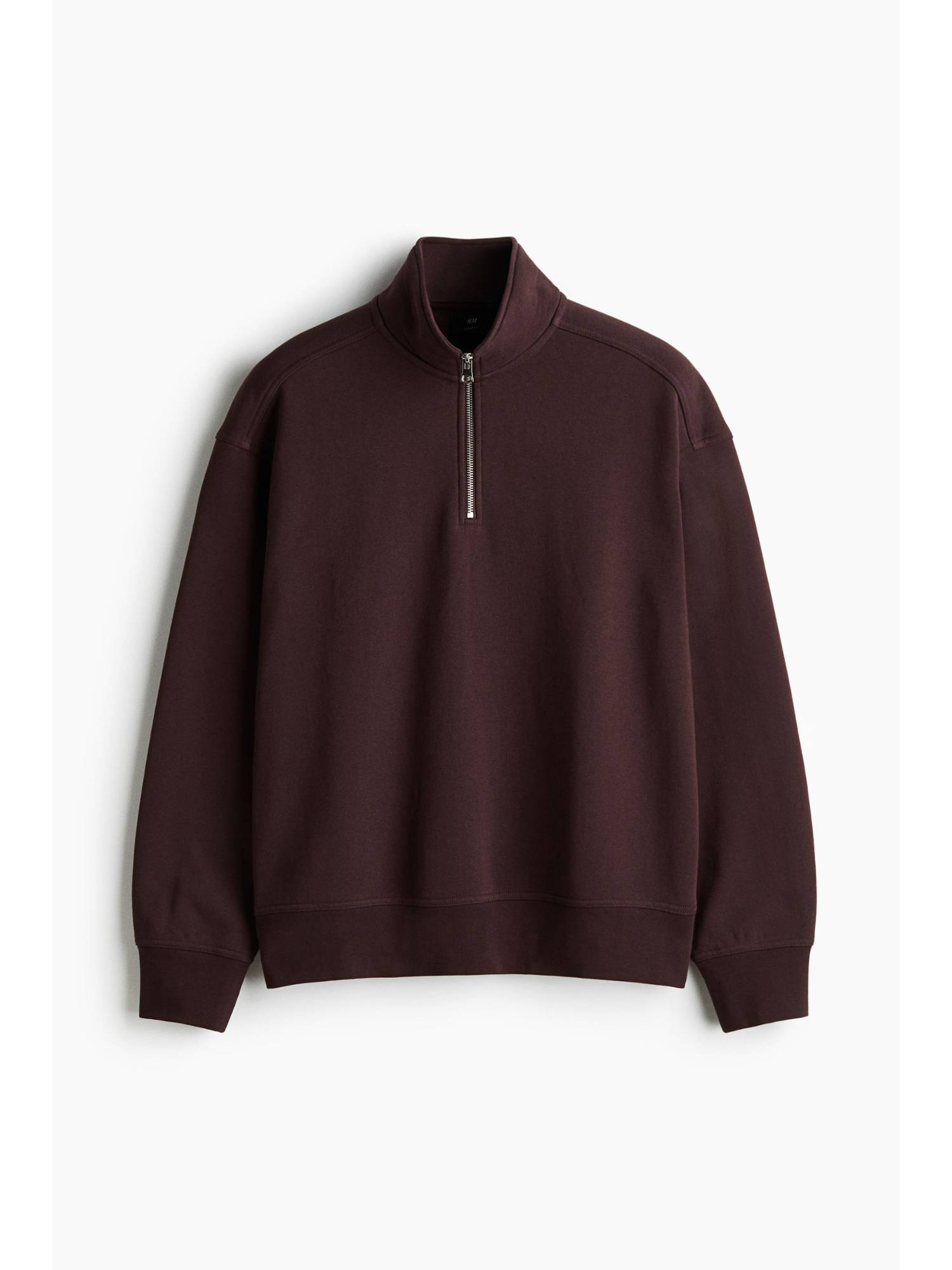 H&M Men Purple Loose Fit Zip-Top Sweatshirt