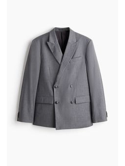 H&M - Men Grey Relaxed Fit Double-Breasted Jacket