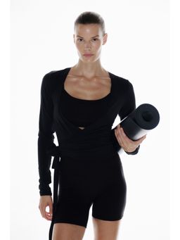 H&M - MOVE Women Black Sports Wrap Top In Modal