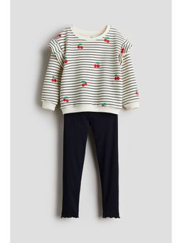 H&M - Girls Black 2-Piece Sweatshirt And Leggings Set