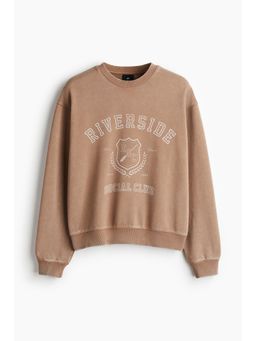 H&M - Men Beige Loose Fit Printed Sweatshirt