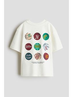 H&M - Boys White Printed Cotton T-Shirt