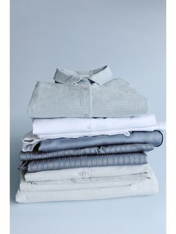 H&M - Women Blue Cotton Seersucker Pyjamas
