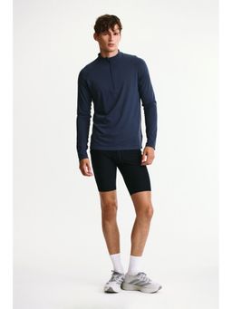 H&M - Men Blue Muscle Fit Zip Top Sports Top with Dry Move