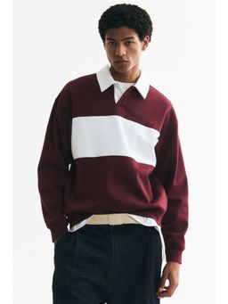 H&M - Men Red Loose Fit Rugby Sweatshirt