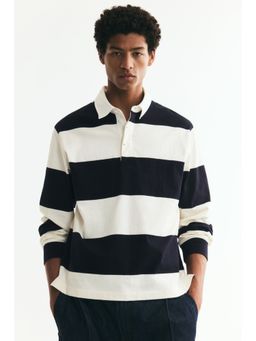H&M - Men Blue Regular Fit Cotton Rugby Polo T-Shirt