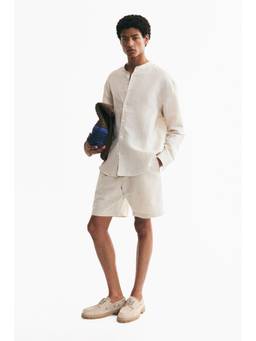 H&M - Men Beige Regular Fit Linen-Blend Shorts