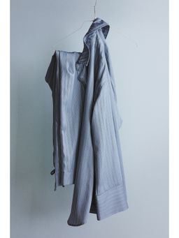 H&M - Women Blue Striped Lyocell Satin Pyjamas And Shirt