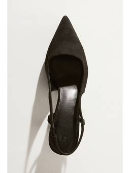 H&M - Women Black Kitten-Heeled Slingbacks Sandals