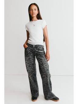 H&M - Girls Grey Wide Leg Low Jeans