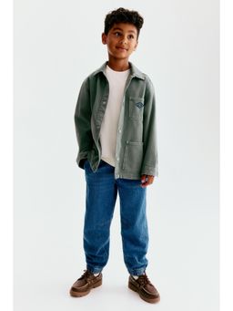 H&M - Boys Green Oversized Cotton Shirt