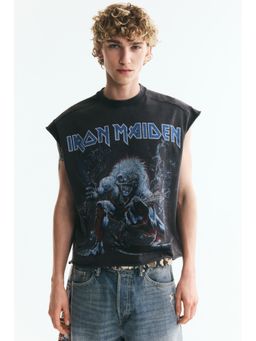 H&M - Men Black Oversized Fit Printed Boxy Vest Top