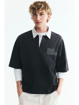 H&M - Men Black Relaxed Fit Polo T-Shirt