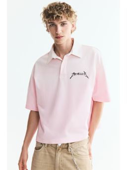 H&M - Men Pink Relaxed Fit Polo T-Shirt