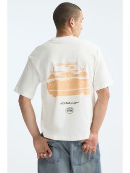 H&M - Men White Relaxed Fit Printed T-Shirt