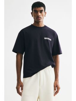 H&M - Men Blue Relaxed Fit Printed T-Shirt