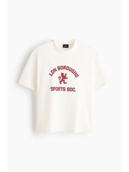 H&M - Men White Relaxed Fit Printed T-Shirt