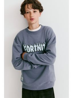 H&M - Boys Blue Printed Brushed-Inside Sweatshirt