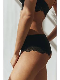 H&M - Women Black 2-Pack Lace-Trimmed Hipster Briefs