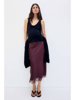 H&M - Women Red Mama Lace-Trimmed Slip Skirt