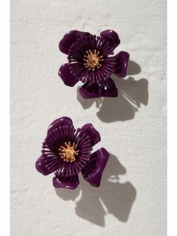 H&M - Women Red Flower-Shaped Statement Earrings