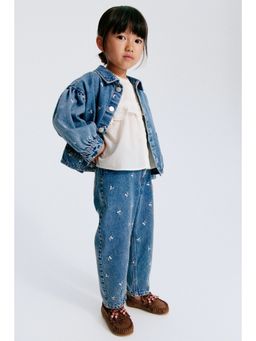 H&M - Girls Blue Loose Fit Barrel Jeans