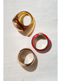 H&M - Women Red 3-Pack Chunky Rings